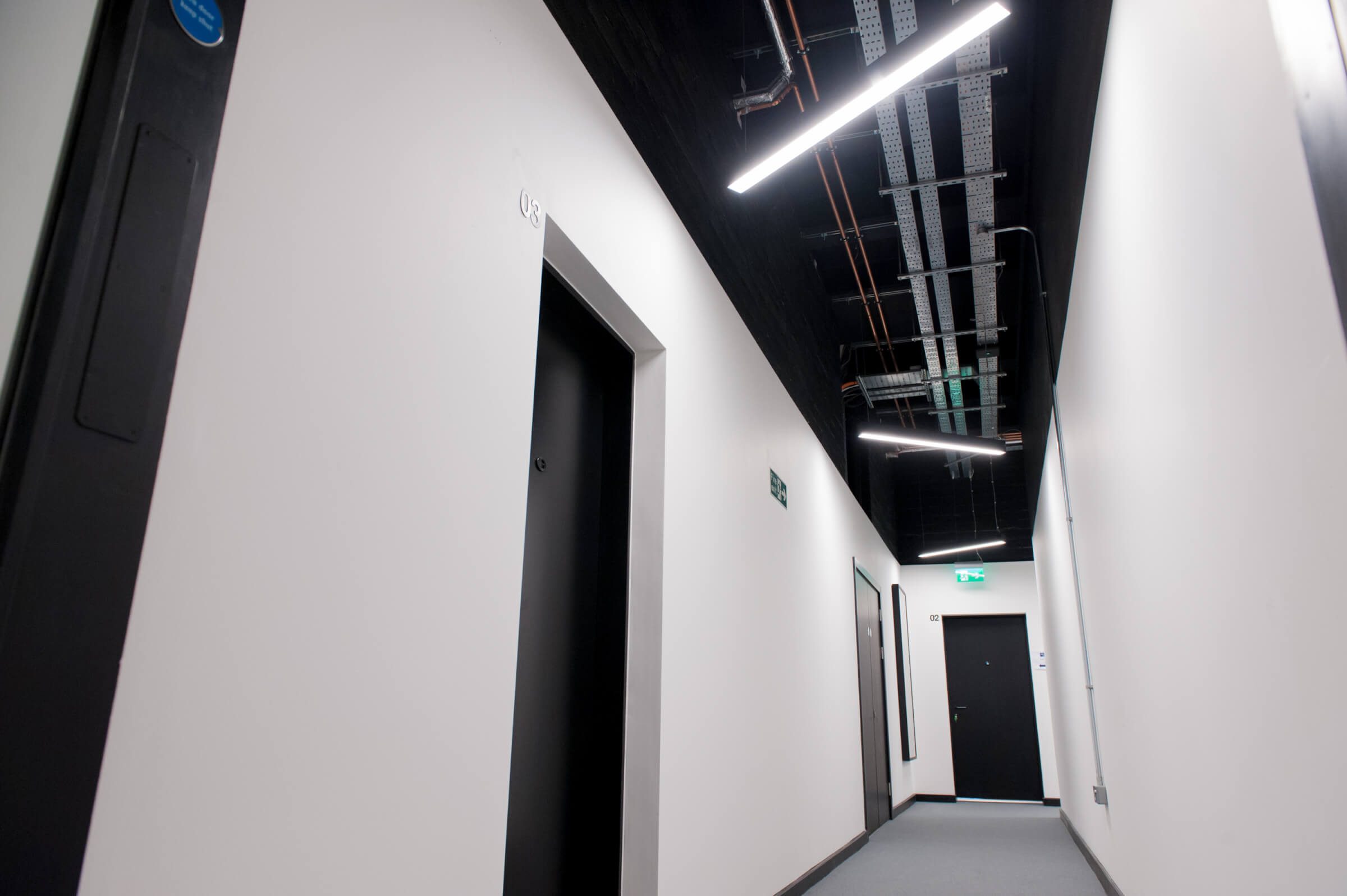 Lighting in the first floor corridor